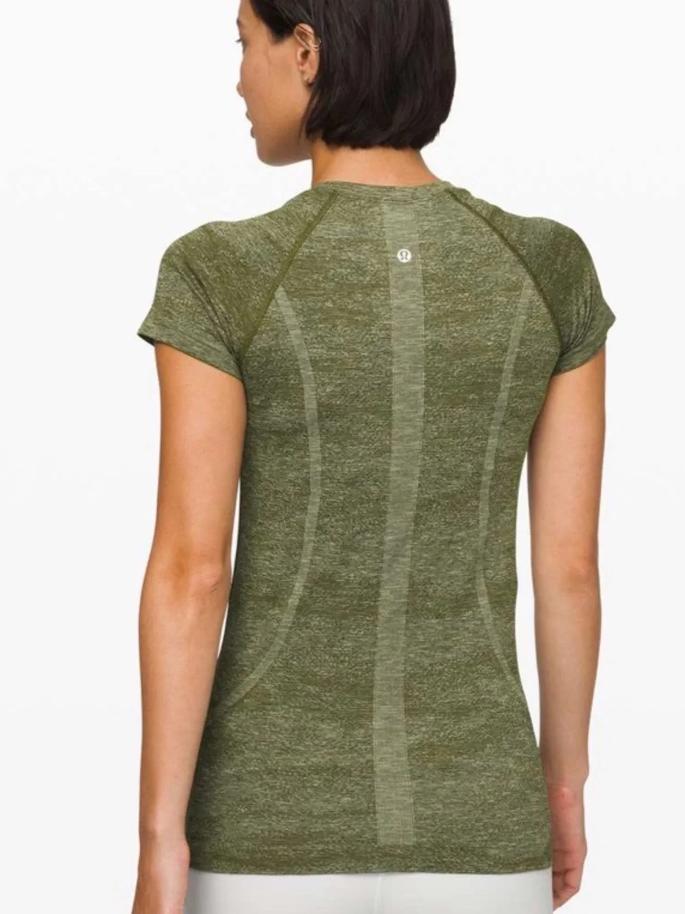 Lululemon Swiftly Speed Short Sleeve White Everglades Black Field Green Sz 10 - Picture 4 of 12